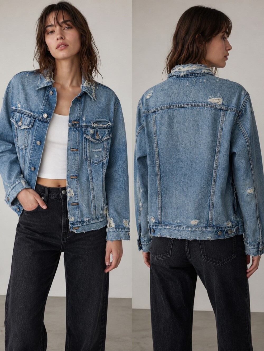 Moussy Vintage Distressed Denim Jacket Size 1 (Small) Made in Japan